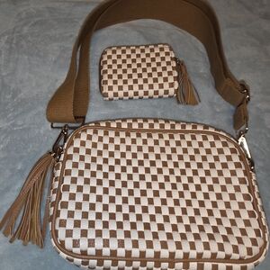 Elegant Checkered Crossbody Bag Set
